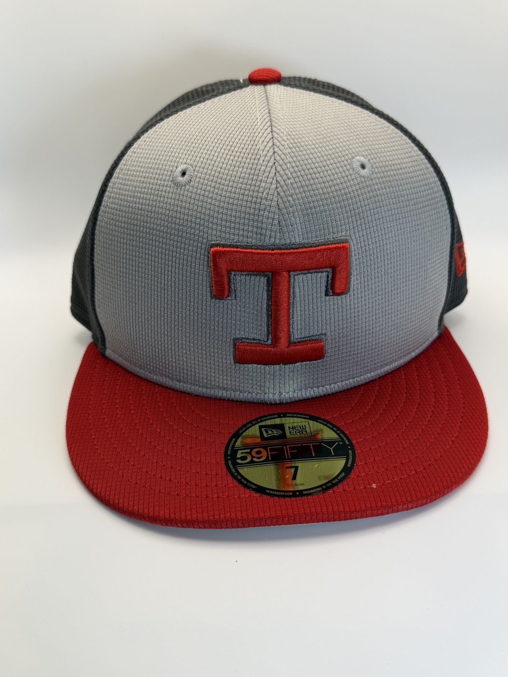New Era 59FIFTY MLB Fitted Hat Size 7 Gray Red Two Tone Baseball Cap